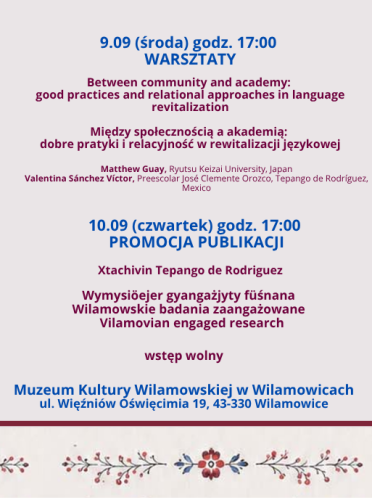 Warsztaty "Between community and academy: good practices and relational approaches in language revitalization"